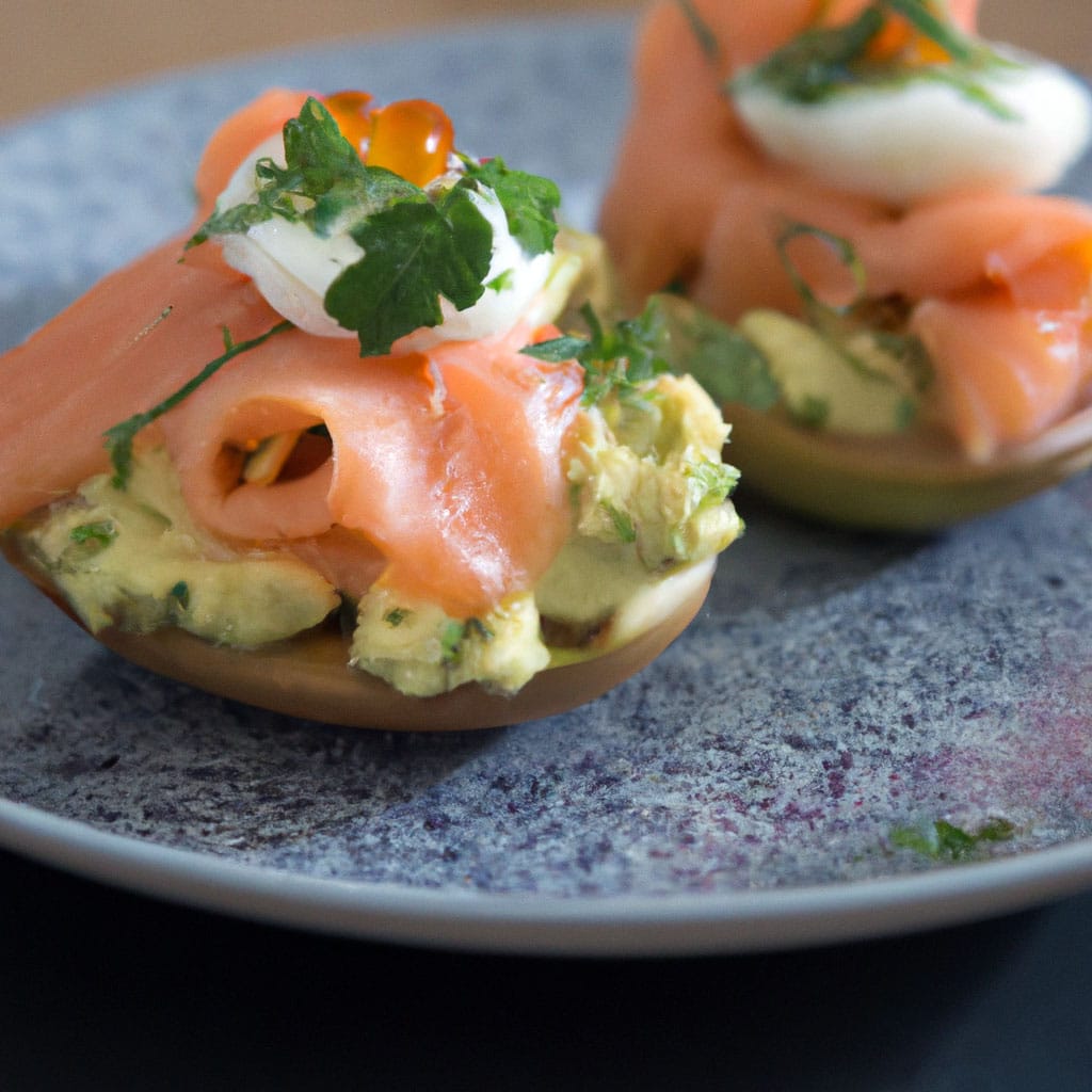 Home 5 Smoked Salmon and Avocado Eggs Royale